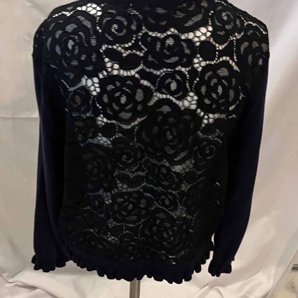Karl Lagerfeld Black Lace Detail Cardigan - Picture 8 of 12
